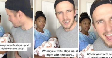 Dad hilariously ‘hypes up’ mom after a long night with the newborn: ‘She lit up’