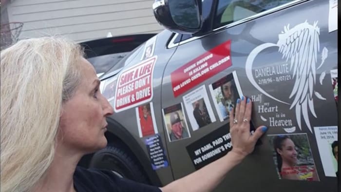 Houston mother drives car covered with images of drunk driving victims to raise awareness